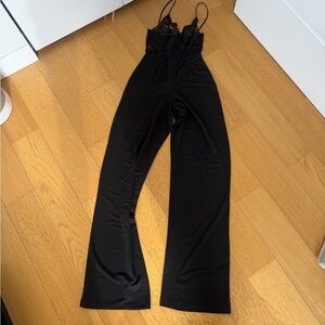 PrettyLittleThing Black Lace Detail Jumpsuit